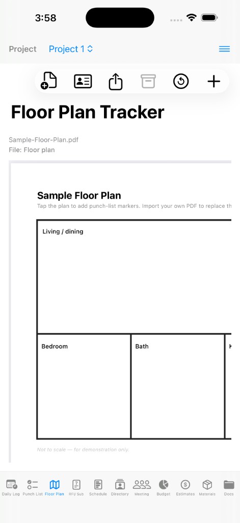 Construction To Do floor plan tracker